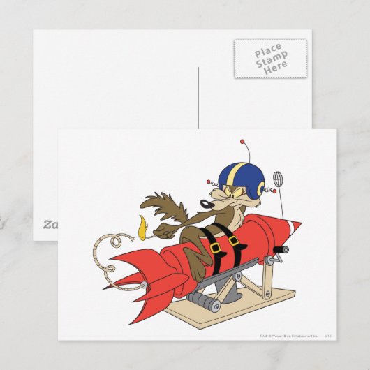 Carte Postale Wile E. Coyote lance Red Rocket (Devant / Derrière)