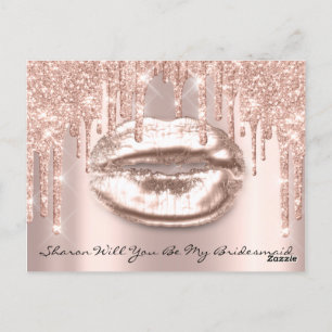 Carte Postale Will Bridesmaid Rose Parties scintillant Drips Spa