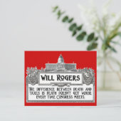 Carte Postale Will Rogers Citation sur la mort et les impôts (Debout devant)