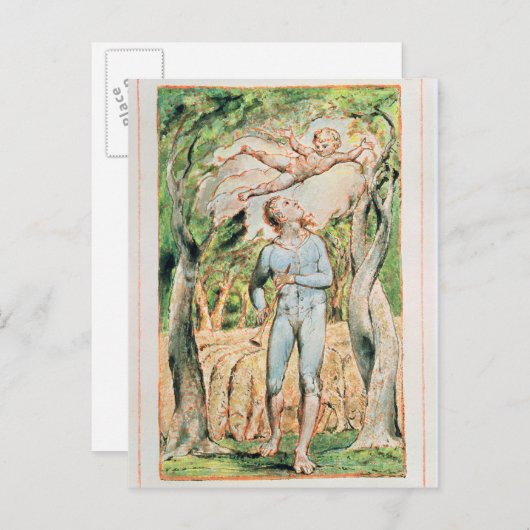 Carte Postale William Blake | Chansons d'Innocence; "le Piper", (Devant / Derrière)