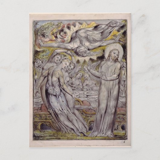 Carte Postale William Blake-Christ refusant le banquet de Satan (Devant)