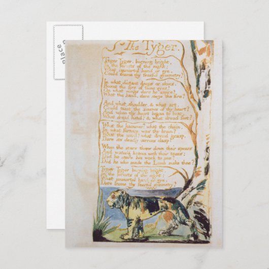 Carte Postale William Blake | Le Tyger, de Chansons d'Innocence (Devant / Derrière)