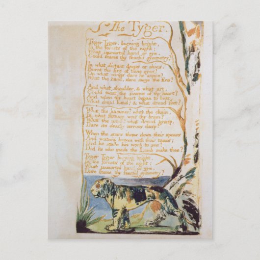 Carte Postale William Blake | Le Tyger, de Chansons d'Innocence (Devant)