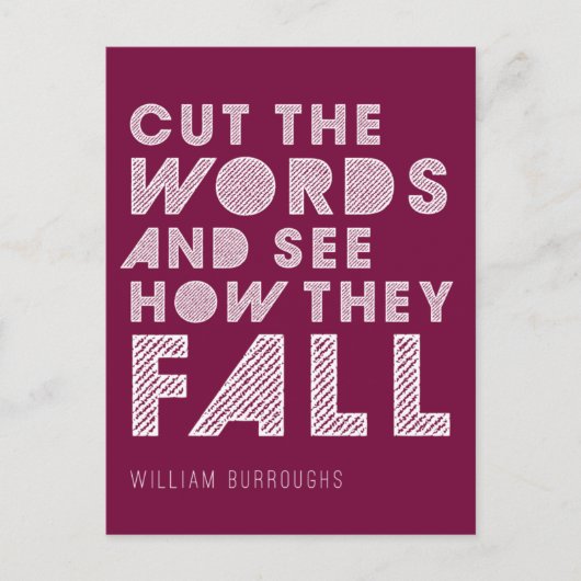 Carte Postale William Burroughs "Cut the Words" (Devant)