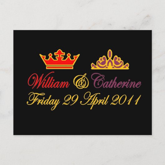 Carte Postale William et Catherine Royal Mariage (Devant)