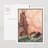 Carte Postale William Heath Robinson - Vintage Ship Art (Devant / Derrière)