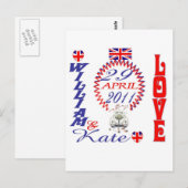Carte Postale William & Kate Royal Mariage Objets de collection  (Devant / Derrière)