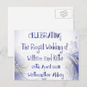 Carte Postale William & Kate Royal Mariage Objets de collection  (Devant / Derrière)