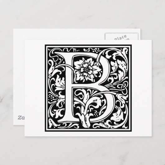 Carte Postale William Morris Alphabet "B" (Devant / Derrière)