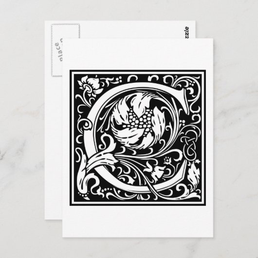 Carte Postale William Morris Alphabet "C" (Devant / Derrière)