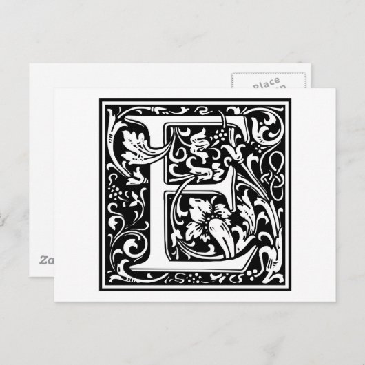Carte Postale William Morris Alphabet "E" (Devant / Derrière)