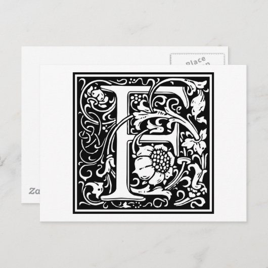 Carte Postale William Morris Alphabet "F" (Devant / Derrière)