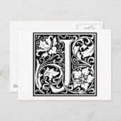 Carte Postale William Morris Alphabet "J" (Devant / Derrière)