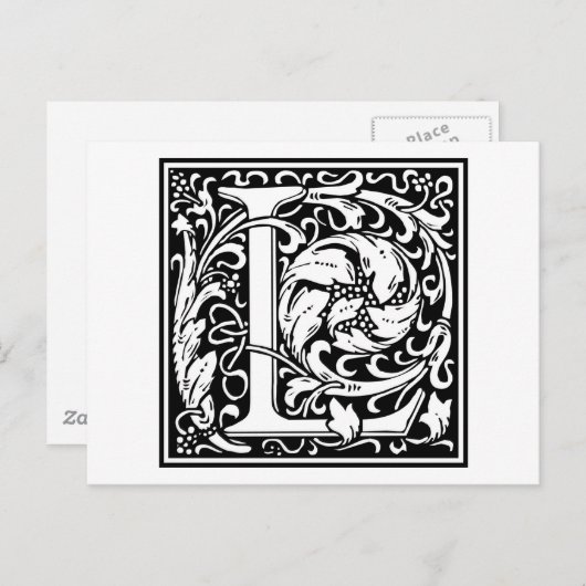 Carte Postale William Morris Alphabet "L" (Devant / Derrière)