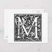 Carte Postale William Morris Alphabet "M" (Devant / Derrière)
