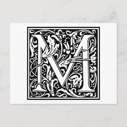 Carte Postale William Morris Alphabet "M" (Devant)