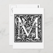 Carte Postale William Morris Alphabet "M" (Devant / Derrière)