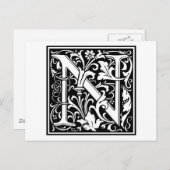 Carte Postale William Morris Alphabet "N" (Devant / Derrière)