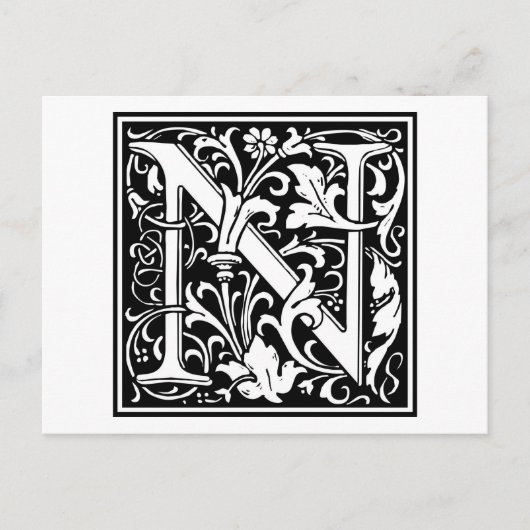 Carte Postale William Morris Alphabet "N" (Devant)