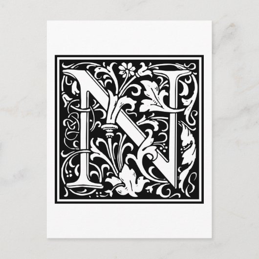 Carte Postale William Morris Alphabet "N" (Devant)
