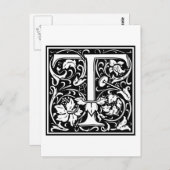 Carte Postale William Morris Alphabet "T" (Devant / Derrière)