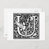 Carte Postale William Morris Alphabet "U" (Devant / Derrière)