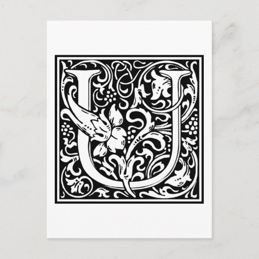 Carte Postale William Morris Alphabet "U" (Devant)