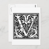 Carte Postale William Morris Alphabet "V" (Devant / Derrière)