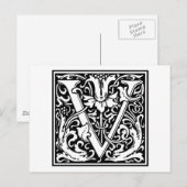 Carte Postale William Morris Alphabet "V" (Devant / Derrière)