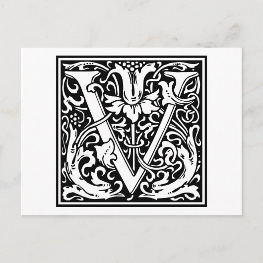 Carte Postale William Morris Alphabet "V" (Devant)