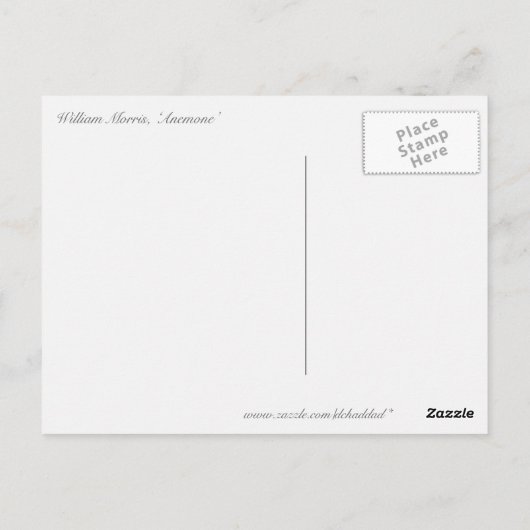 Carte Postale William Morris "Anemone" (Dos)