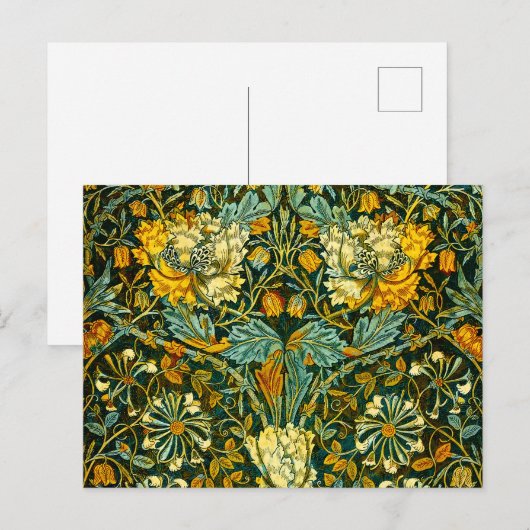 Carte Postale William Morris Antique Honeysuckle Motif Floral (Devant / Derrière)