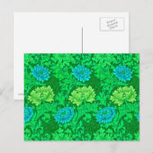 Carte Postale William Morris Chrysanthemums, Lime Green & Aqua (Devant / Derrière)