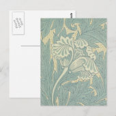 Carte Postale William Morris Classique Tulipe Bleu Floral (Devant / Derrière)