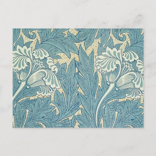 Carte Postale William Morris Classique Tulipe Bleu Floral (Devant)