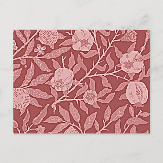 Carte Postale William Morris - dessin de grenade (rouge) (Devant)