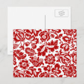 Carte Postale William Morris Floral Damask, Deep Red et White (Devant / Derrière)