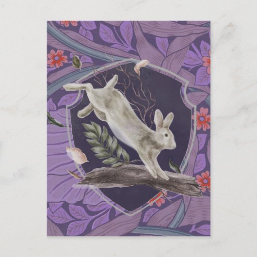 Carte Postale William Morris Forest Rabbit Floral Art (Devant)