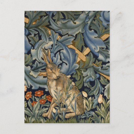 Carte Postale William Morris Forest Rabbit Floral Art (Devant)