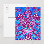 Carte Postale William Morris Hyacinth Imprimer, Aqua et Purple (Devant / Derrière)