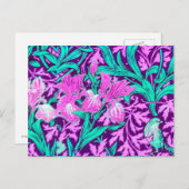 Carte Postale William Morris Irises, Améthyste Violet (Devant / Derrière)