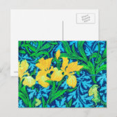 Carte Postale William Morris Irises, jaune et bleu de cobalt (Devant / Derrière)