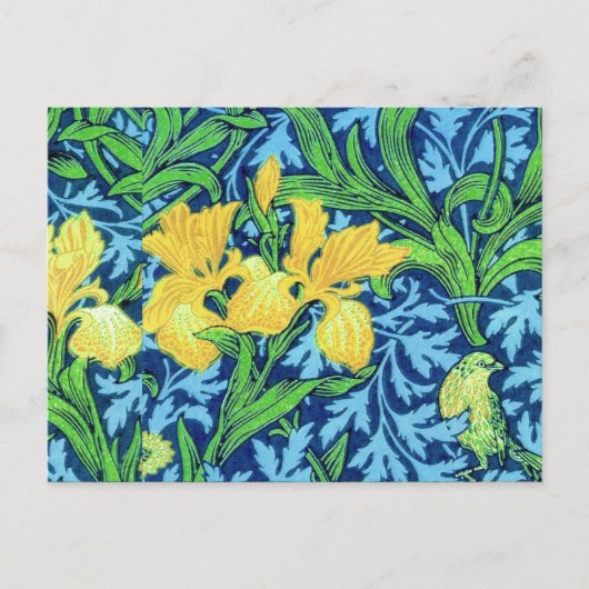 Carte Postale William Morris Irises, jaune et bleu de cobalt (Devant)