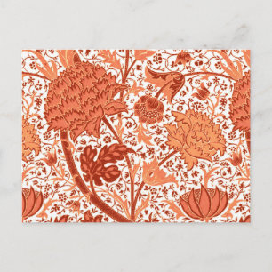 Carte Postale William Morris Jacobean Floral, Coral Orange