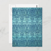 Carte Postale William Morris Motif de lapin Brother en bleu (Devant / Derrière)