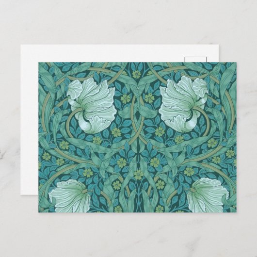 Carte Postale William Morris - Motif de Pimpernel Vert (Devant / Derrière)