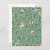 Carte Postale William Morris, Oiseaux et Pommegrenates - Vert (Devant / Derrière)