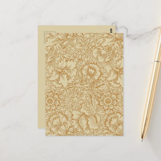 Carte Postale William Morris Papier peint floral Poppy (Devant/Arrière en situation)