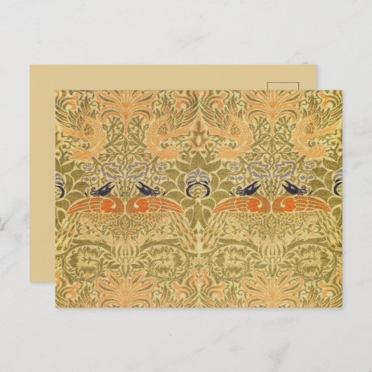 Carte Postale William Morris Peacock & Dragon Arts & Artisanat (Devant / Derrière)