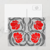Carte Postale William Morris Pimpernel, Argent Gris et Rouge (Devant / Derrière)